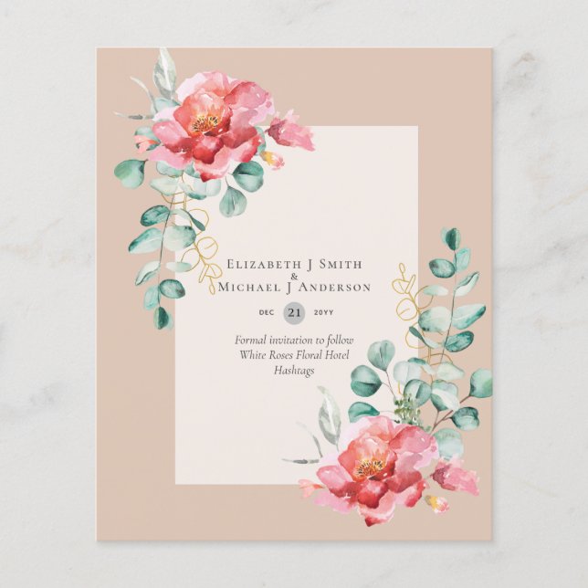 BUDGET SAVE THE DATES - White Roses Floral Flyer (Front)