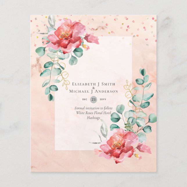 BUDGET SAVE THE DATES - White Roses Floral Flyer (Front)