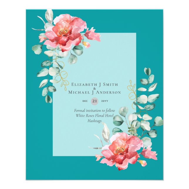 BUDGET SAVE THE DATES - White Roses Floral Flyer (Front)