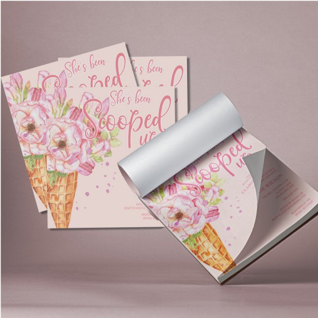 BUDGET Scooped Up Pink Bridal Shower Invitation Notepad (Creator Uploaded)
