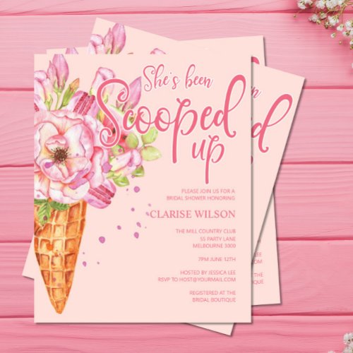 BUDGET Scooped Up Pink Bridal Shower Invite