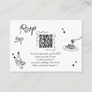 BUDGET Scribble Doodle Script Wedding QR Code Enclosure Card
