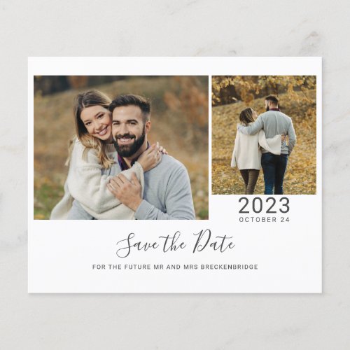 Budget Script 2 Photos Save The Date Card