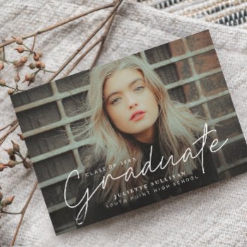 Budget Script 4 Photo Graduation Party Invitation by stacey_meacham at Zazzle