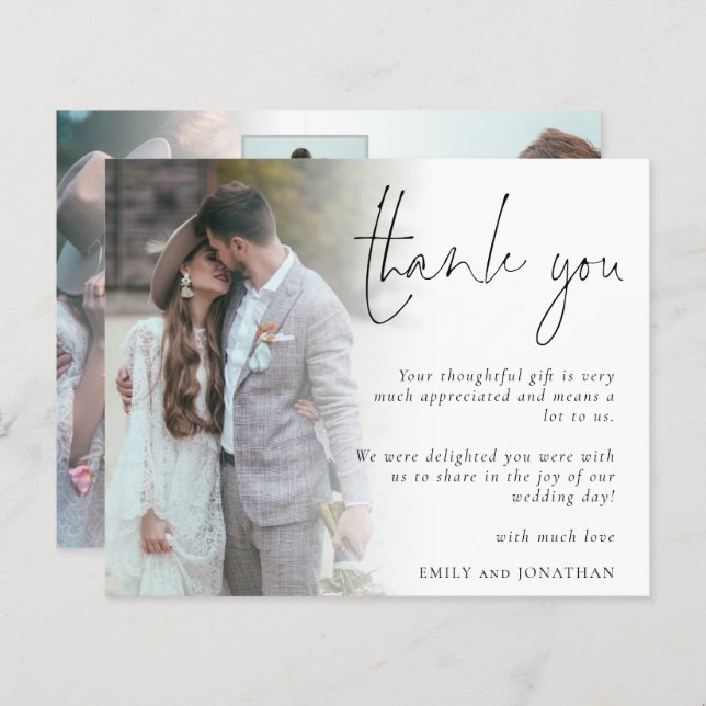 Budget Script 6 Photos Wedding Thank You (Front/Back)