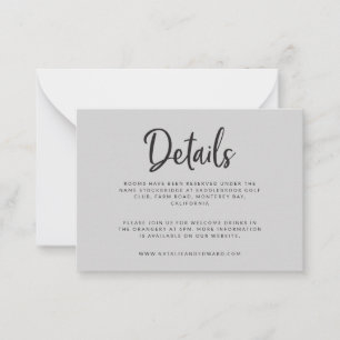 budget Script and geometric wedding details card