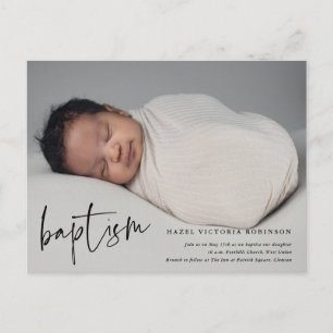 Budget Script Baptism & Christening Invitation Postcard