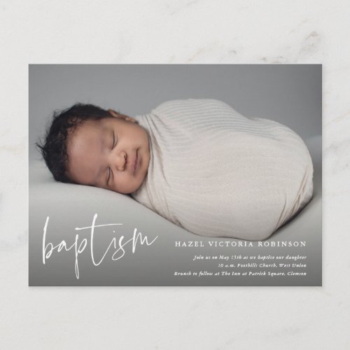 Budget Script Baptism  Christening Invitation Postcard