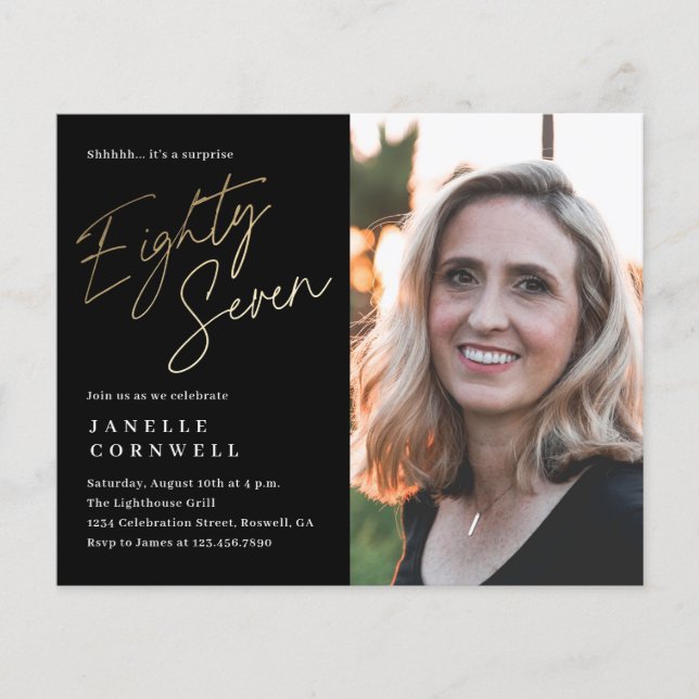 Budget Script Black Gold 87th Birthday (Front)