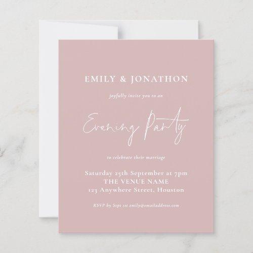 Budget Script Dusty Rose Wedding Evening Party