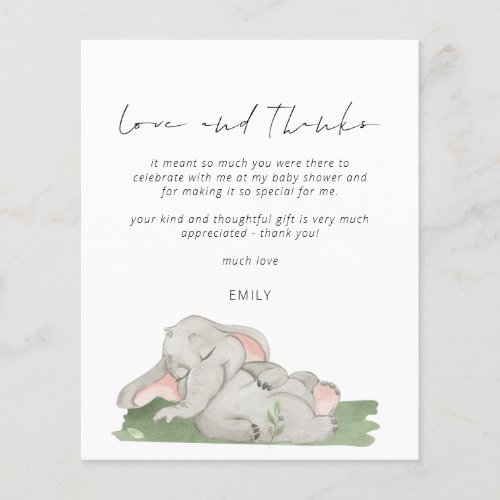 Budget Script Elephant Baby Shower Love and Thanks
