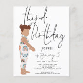 Budget Script Girl trendy 3rd birthday invitation (Front)