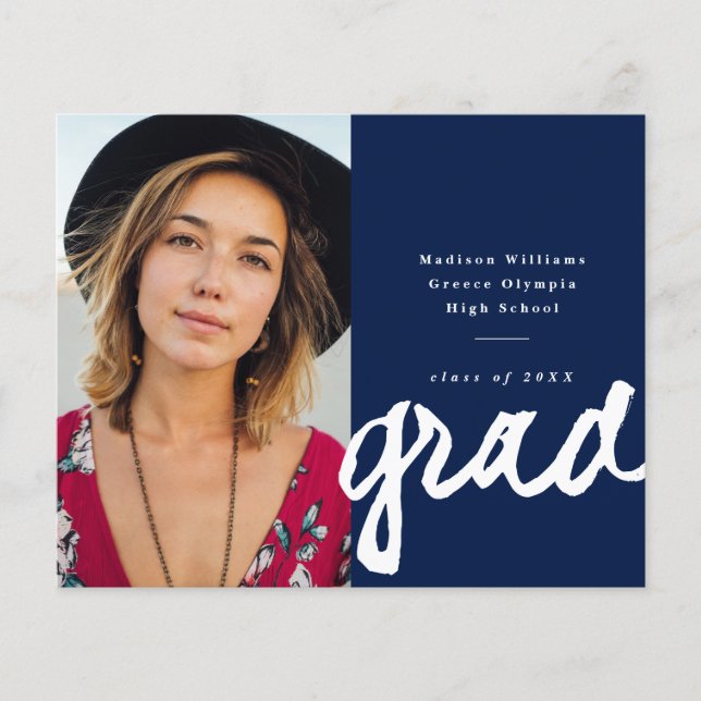  Budget Script Grad Photo Graduation Announcement (Front)