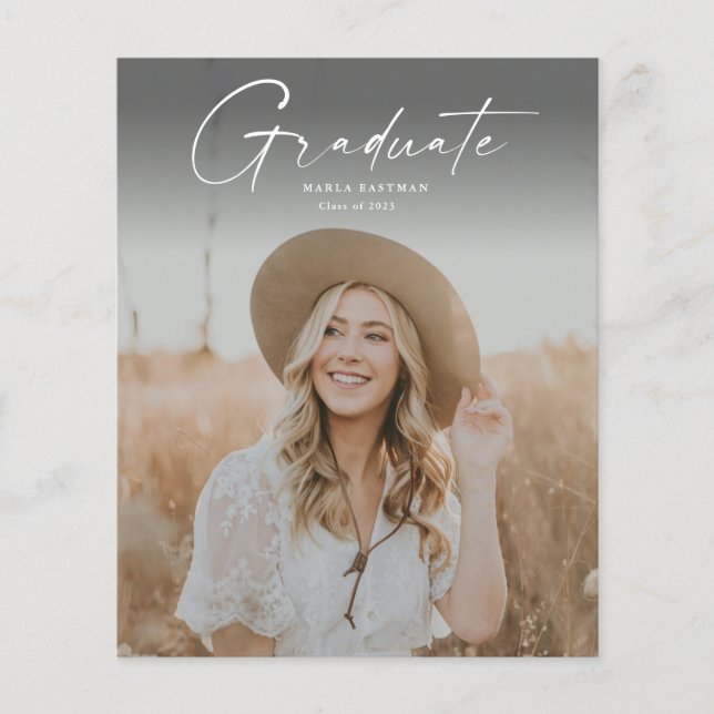 Budget Script Graduate Photo Graduation Invitation (Front)