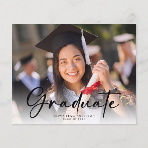 BUDGET Script Graduation Photo Thank You Card