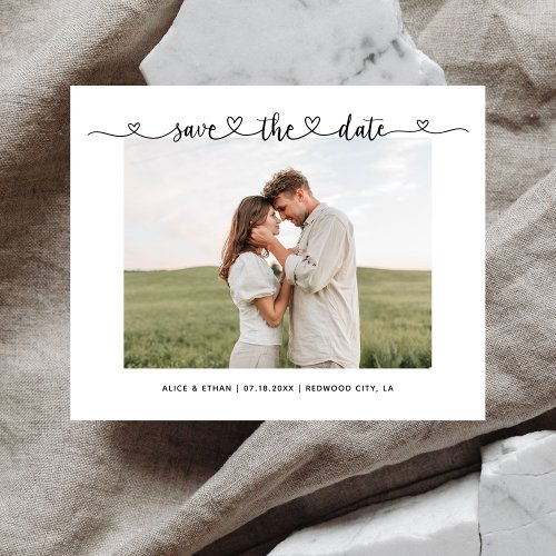 Budget Script Heart Photo Wedding Save The Date