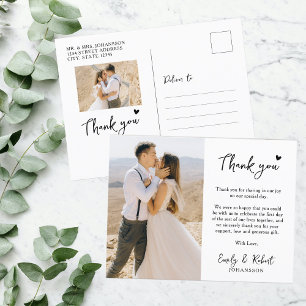 Budget Script Heart Photo Wedding Thank You  Postcard