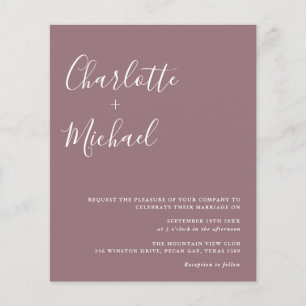 Budget Script Mauve Photo Wedding Invitation