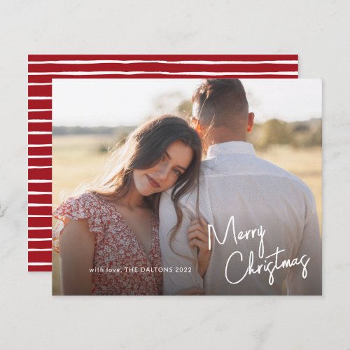Budget Script Merry Christmas Photo Holiday Card