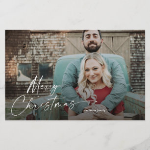 Budget Script Merry Christmas Photo Holiday Card Flyer