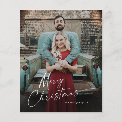 Budget Script Merry Christmas Photo Holiday Card Flyer