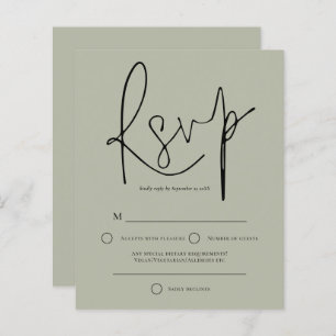 Budget Script Pale Sage Green Wedding RSVP