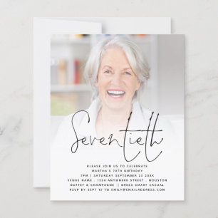 BUDGET Script Photo 70th Birthday Party Invitation