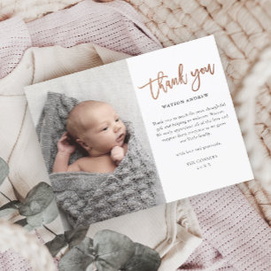 Budget Script Photo Baby Thank You Card