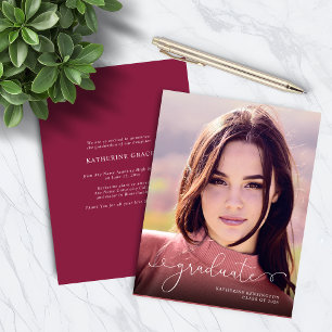 BUDGET Script Photo Burgundy Maroon Graduation