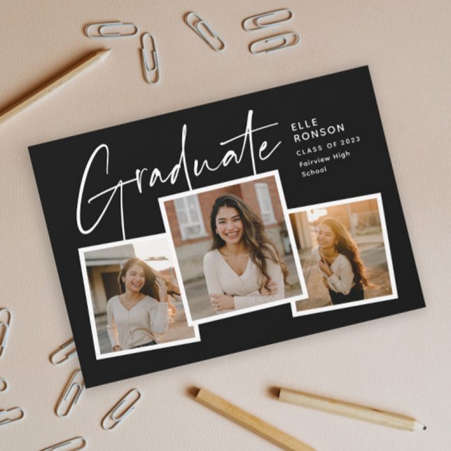  Budget Script Photo Collage Graduation Invitation (Creator Uploaded)