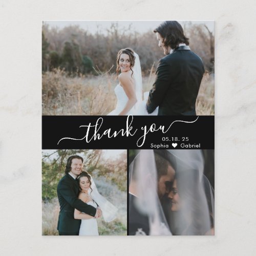 Budget Script Photo Collage Wedding Thank You Card