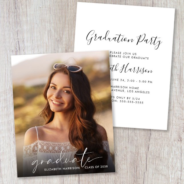 Budget Script Photo Graduation Party Invitation (Budget Script Photo Graduation Party Invitation)