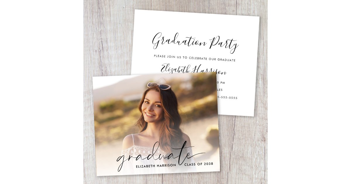 Grad Party Invite Script Budget Script Photo Graduation Party Invitation | Zazzle