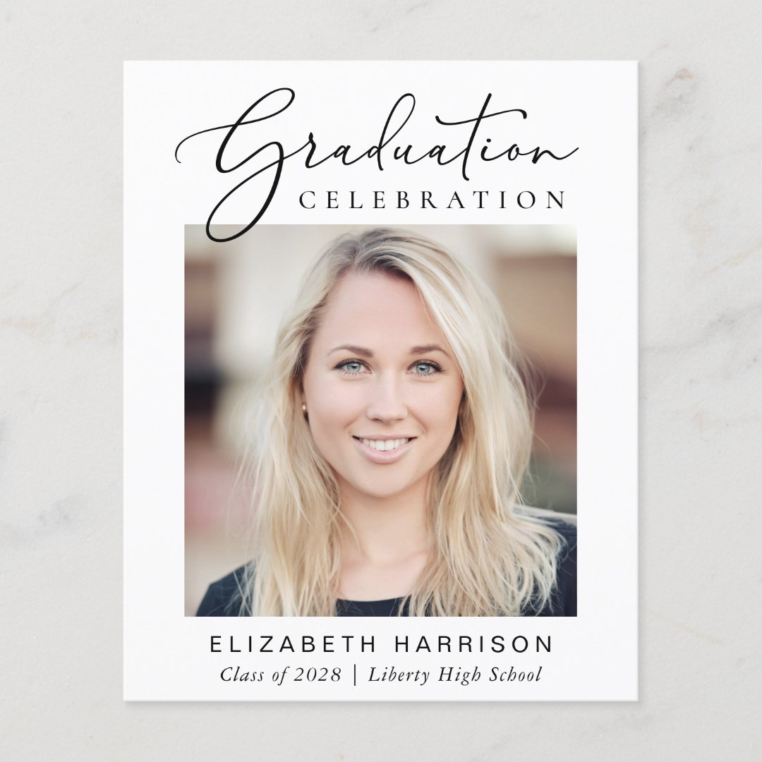 Budget Script Photo Graduation Party Invitation | Zazzle