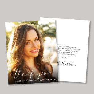 Budget Script Photo Graduation Thank You Card