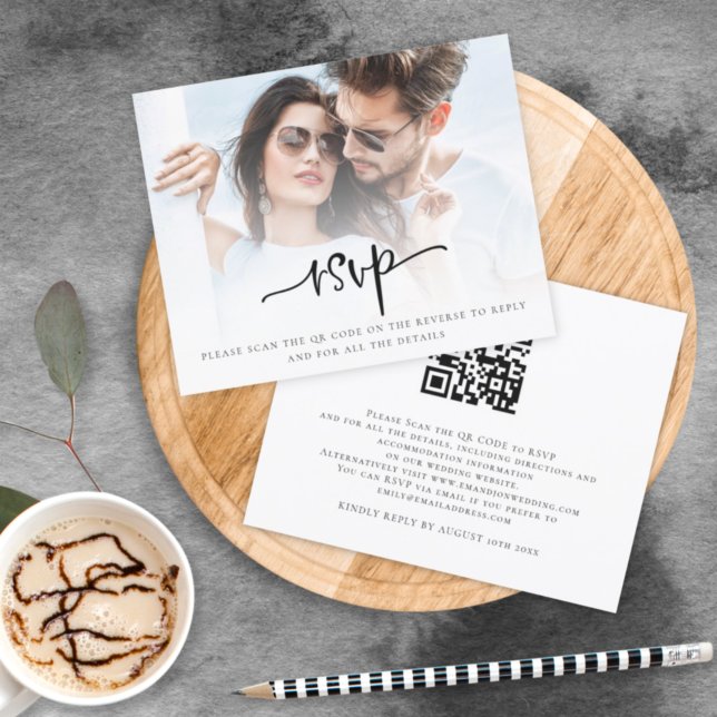 Budget Script Photo QR Code Wedding RSVP (Creator Uploaded)