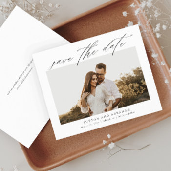 Budget Script Photo Save The Date by stacey_meacham at Zazzle