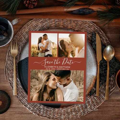 Budget Script Photo Terracotta Save The Date Flyer
