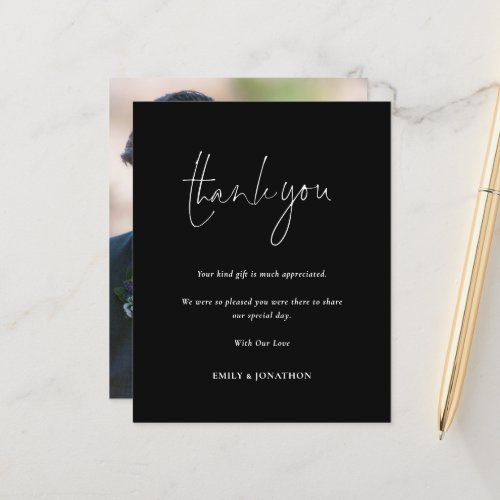 Budget Script Photo Wedding Black White Thank You