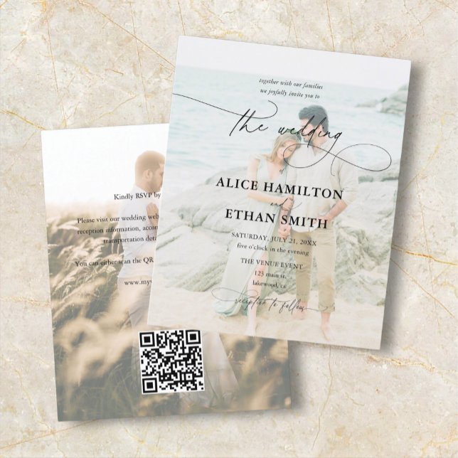 Budget Script Photo Wedding Invitation (Creator Uploaded)