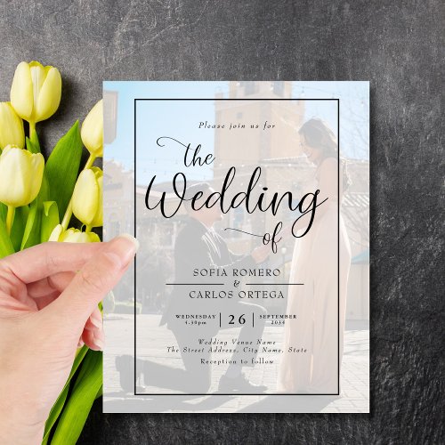 Budget Script Photo Wedding Invitation Flyer