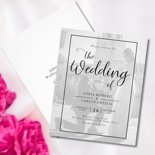 Budget Script Photo Wedding Invitation Flyer