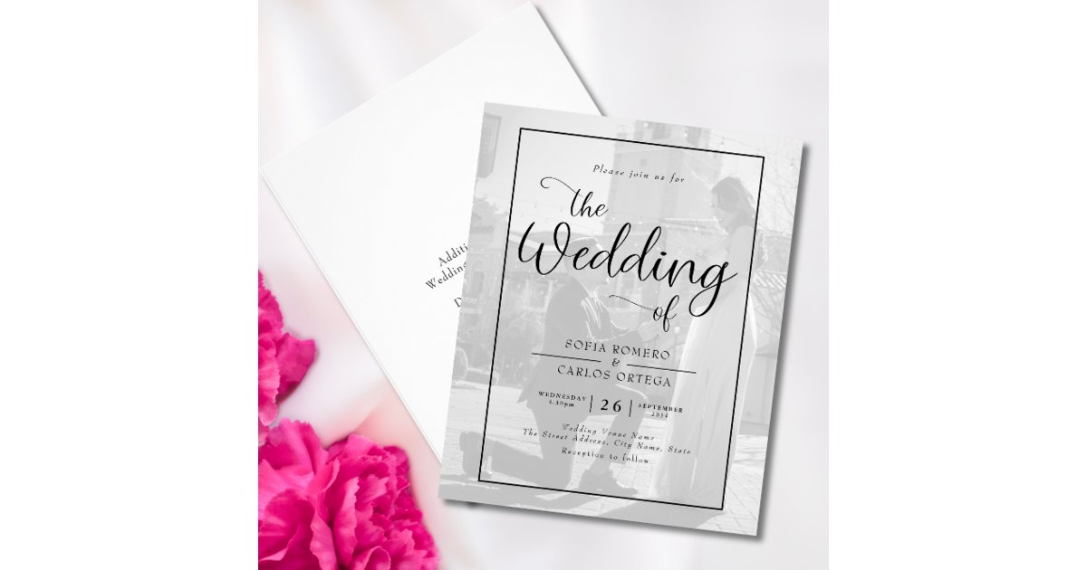 Budget Script Photo Wedding Invitation Flyer | Zazzle