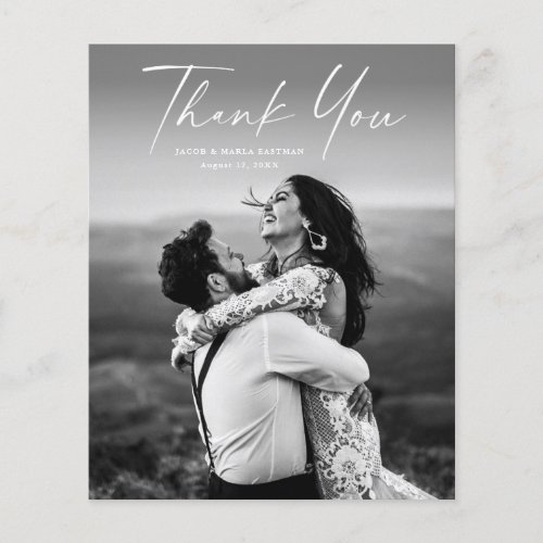 Budget Script Photo Wedding Thank You Card