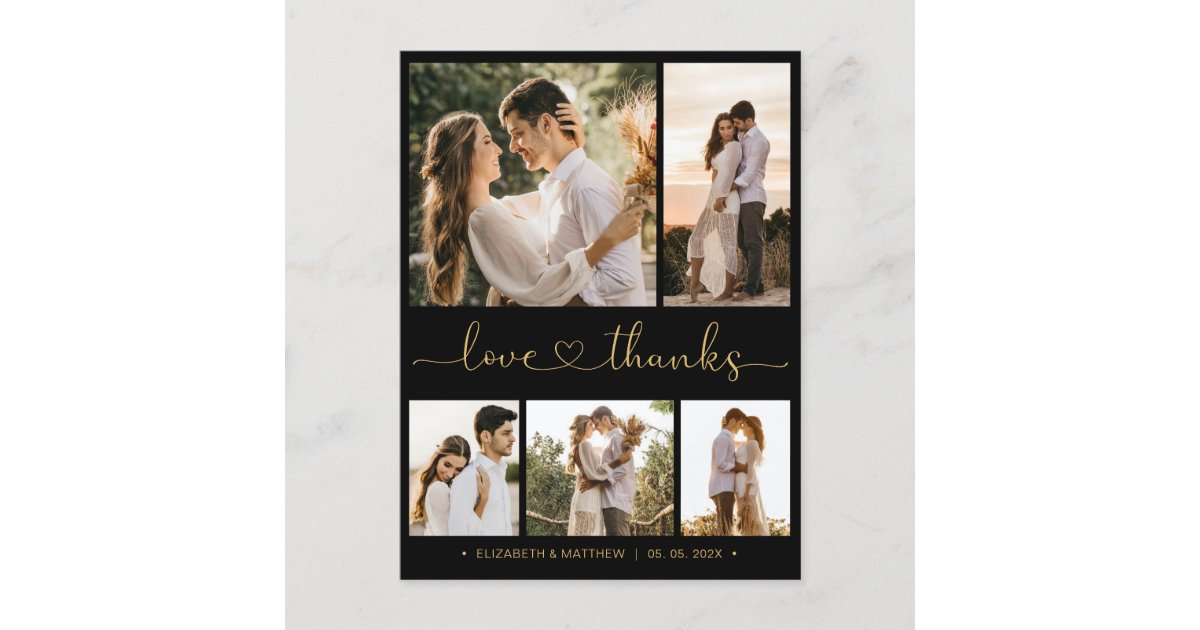 Budget Script Photo Wedding Thank You Postcard | Zazzle