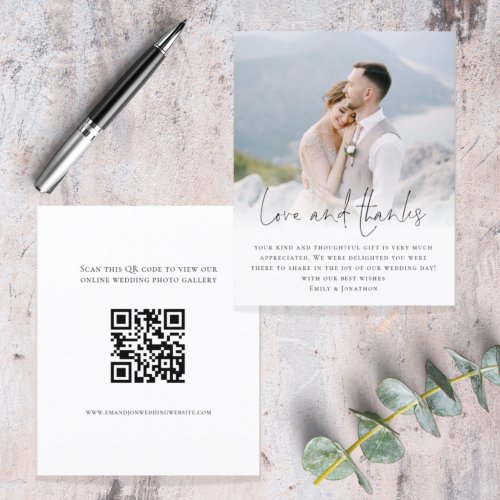 Budget Script QR Code Photo Wedding Love Thanks