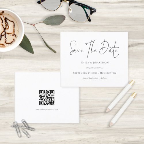 Budget Script QR Code Wedding Save The Date