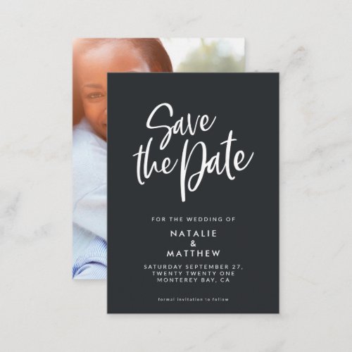 budget script save the date photo wedding note card