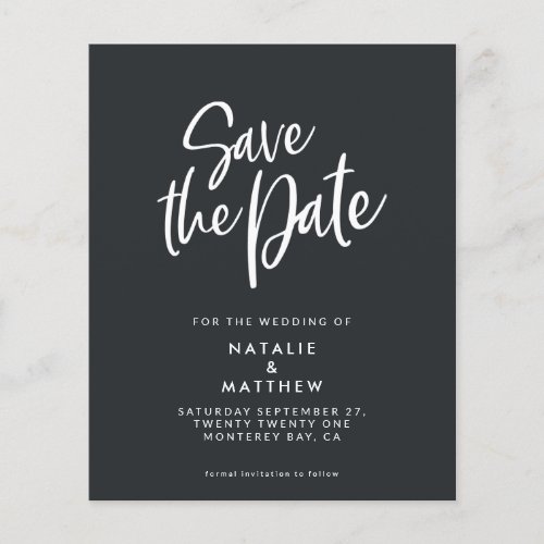 budget script save the date wedding announcement flyer