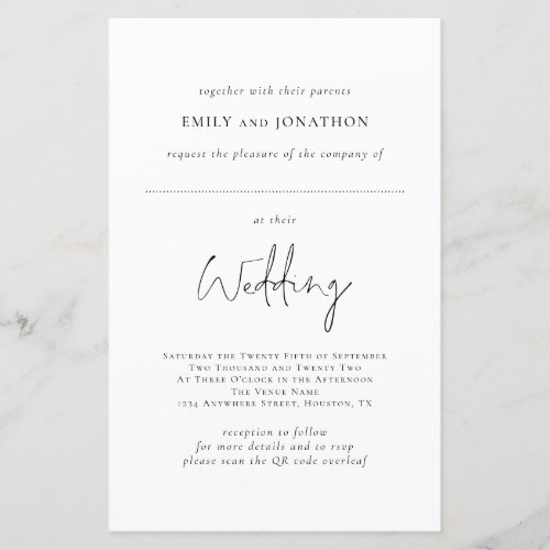 Budget Script Space for Guest Name QR Wedding